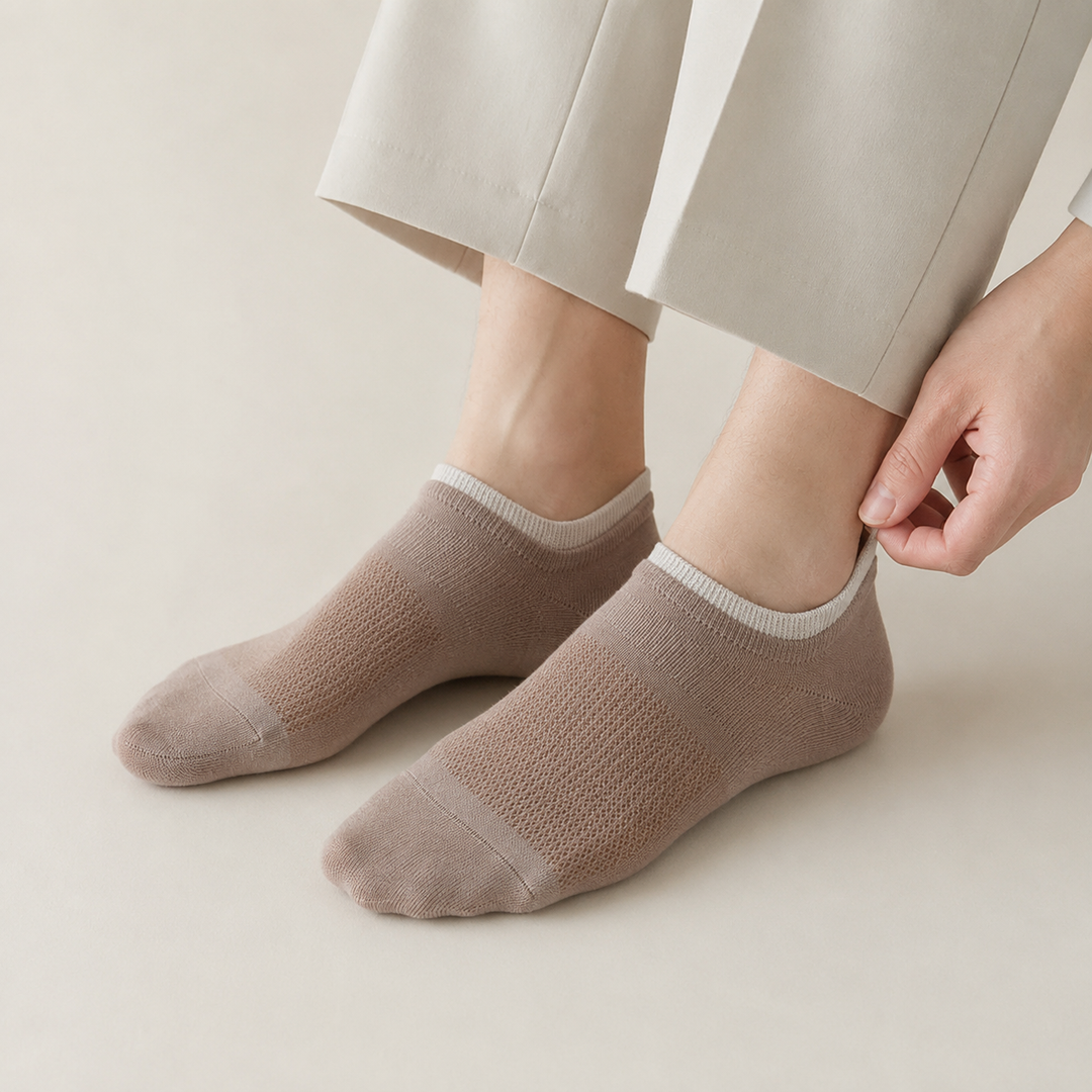 Premium Double Elastic Socks - LIGHT BROWN