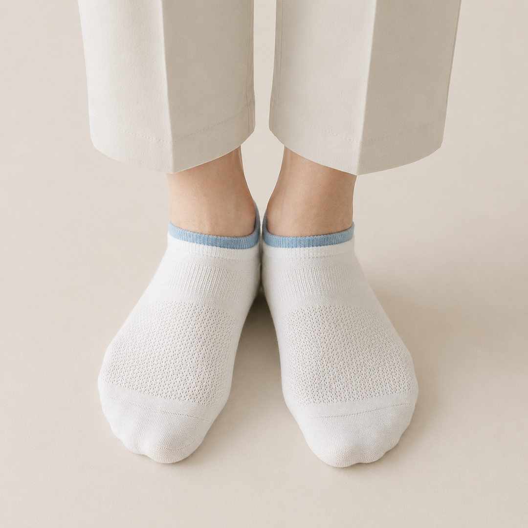 Premium Double Elastic Socks - WHITE