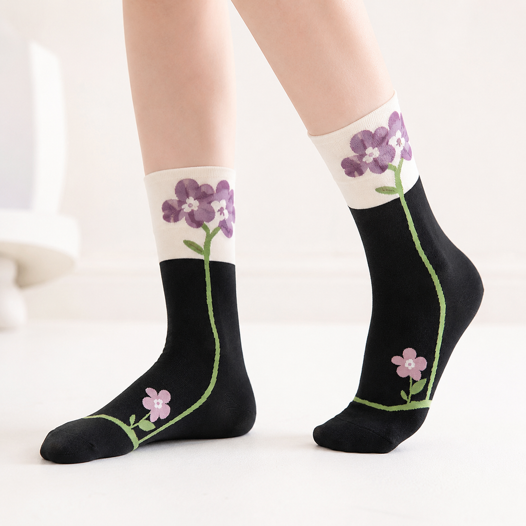 Cute Flower 2.0 Edition Women Socks - BLACK