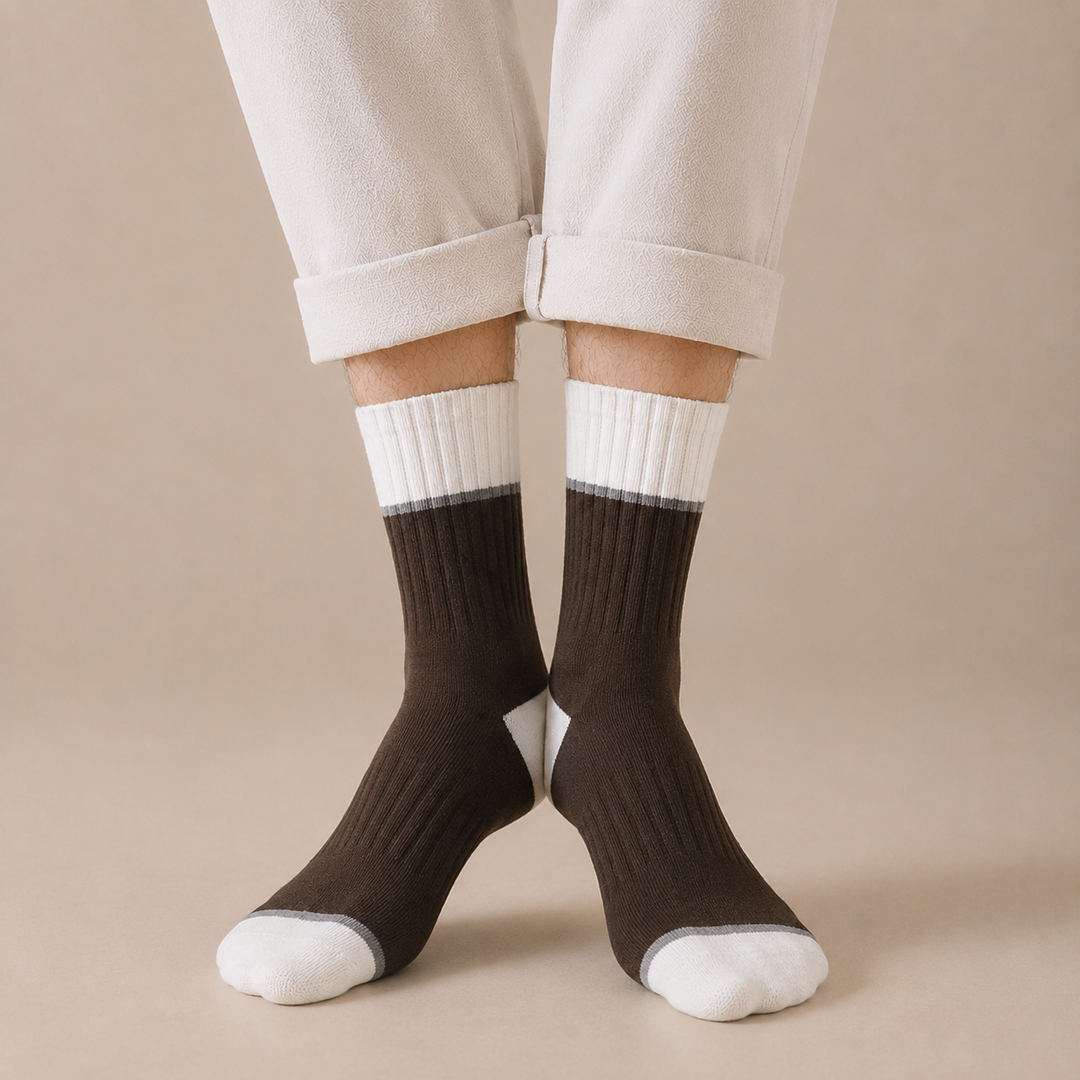 Casual Striped Cotton Socks Edition - BROWN