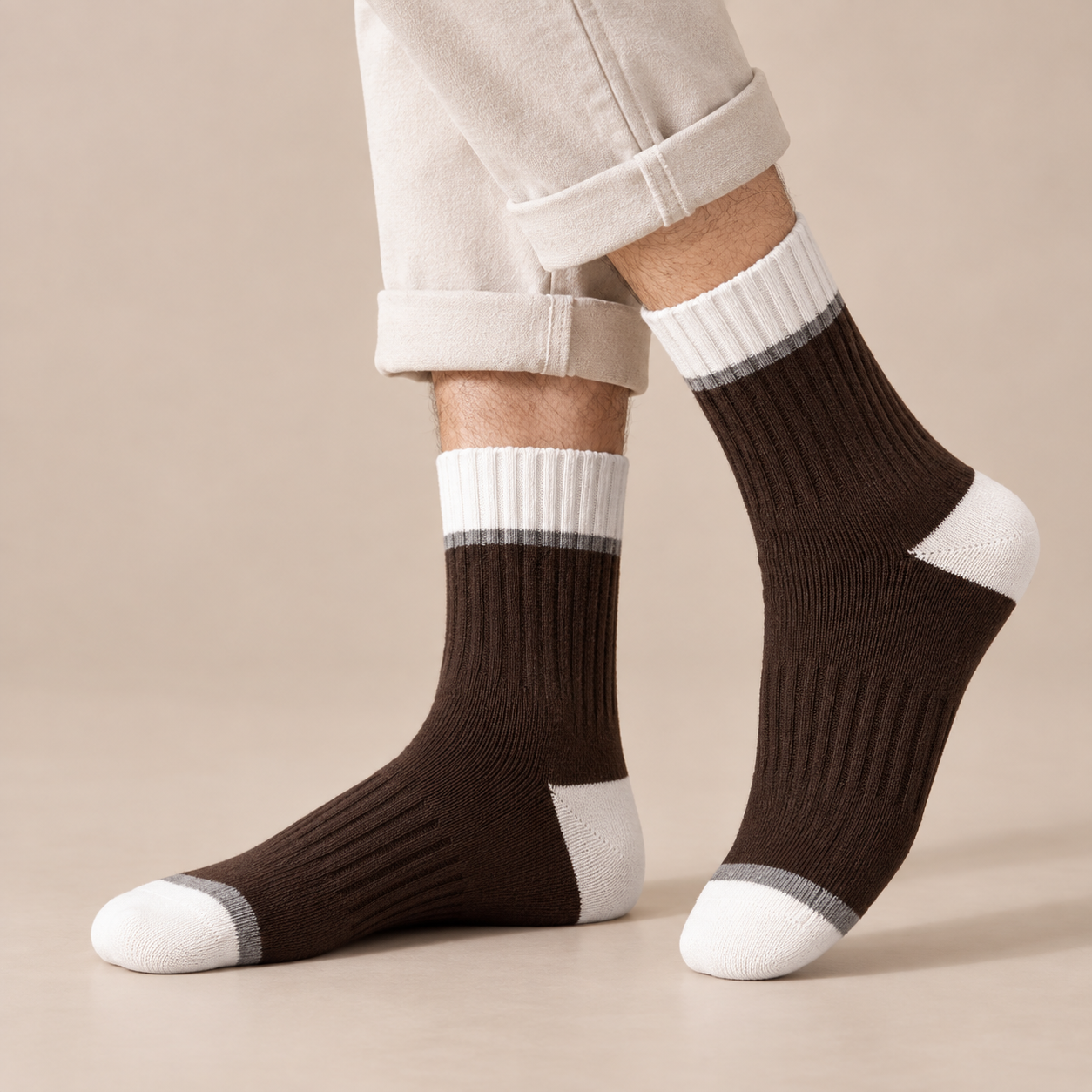 Casual Striped Cotton Socks Edition - BROWN