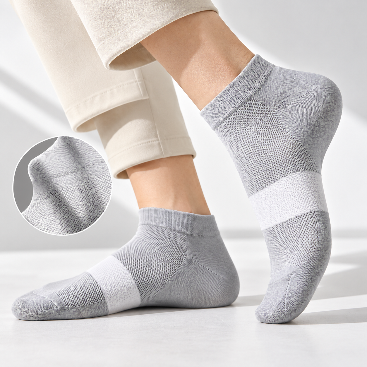 360° Airflow Ankle Length Socks - Grey