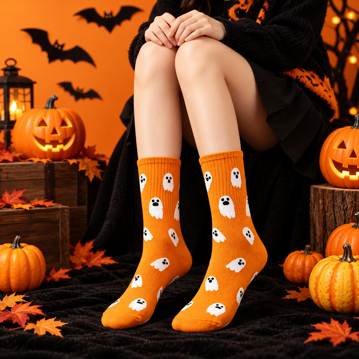 Spooky Boo Crew Socks Edition - Orange
